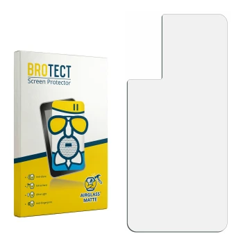 Parte frontal de un envase de producto con el logotipo de la marca BROTECT. Al lado está el protector de pantalla correspondie