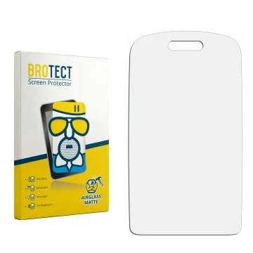 Parte frontal de un envase de producto con el logotipo de la marca BROTECT. Al lado está el protector de pantalla correspondie