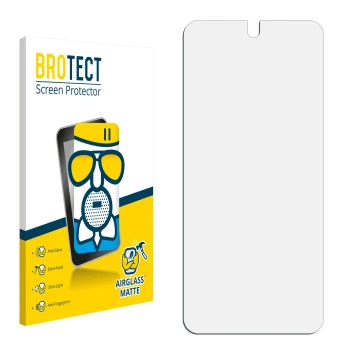 Parte frontal de un envase de producto con el logotipo de la marca BROTECT. Al lado está el protector de pantalla correspondie