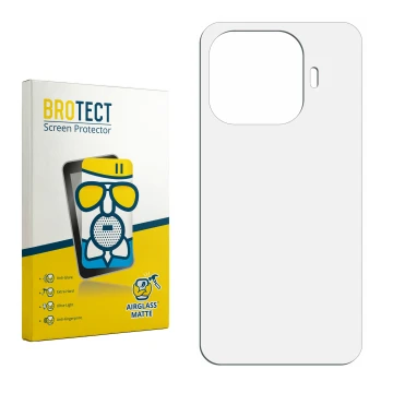 Parte frontal de un envase de producto con el logotipo de la marca BROTECT. Al lado está el protector de pantalla correspondie