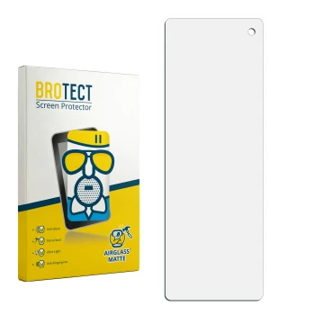 Parte frontal de un envase de producto con el logotipo de la marca BROTECT. Al lado está el protector de pantalla correspondie