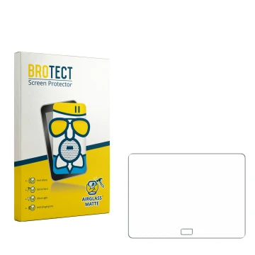 Parte frontal de un envase de producto con el logotipo de la marca BROTECT. Al lado está el protector de pantalla correspondie