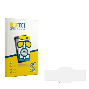 Parte frontal de un envase de producto con el logotipo de la marca BROTECT. Al lado está el protector de pantalla correspondie