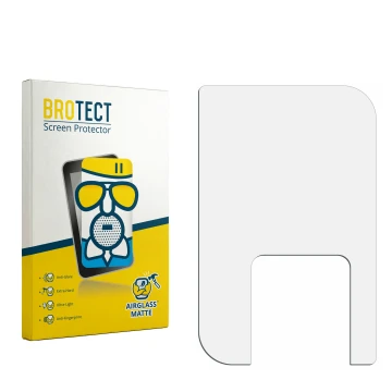 Parte frontal de un envase de producto con el logotipo de la marca BROTECT. Al lado está el protector de pantalla correspondie