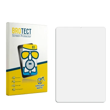 Parte frontal de un envase de producto con el logotipo de la marca BROTECT. Al lado está el protector de pantalla correspondie