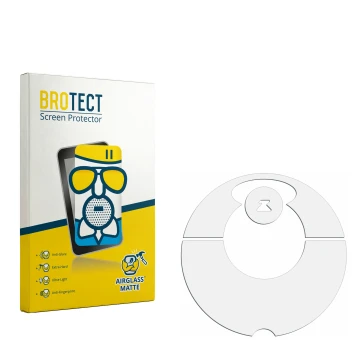 Parte frontal de un envase de producto con el logotipo de la marca BROTECT. Al lado está el protector de pantalla correspondie