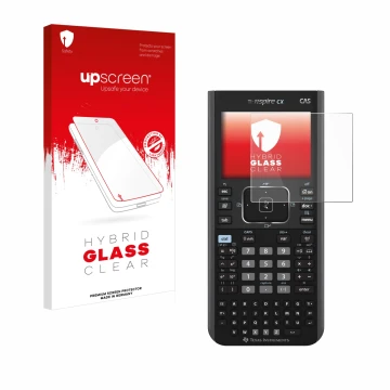 Parte frontal de un envase de producto con el logotipo de la marca upscreen. Al lado se muestra el dispositivo Texas Instrumen