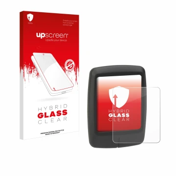 Parte frontal de un envase de producto con el logotipo de la marca upscreen. Al lado se muestra el dispositivo Specialized Tur