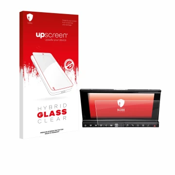 Parte frontal de un envase de producto con el logotipo de la marca upscreen. Al lado se muestra el dispositivo DS 7 Crossback 