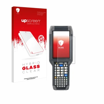 Parte frontal de un envase de producto con el logotipo de la marca upscreen. Al lado se muestra el dispositivo Honeywell Dolph