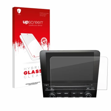 Parte frontal de un envase de producto con el logotipo de la marca upscreen. Al lado se muestra el dispositivo Porsche 718 Cay