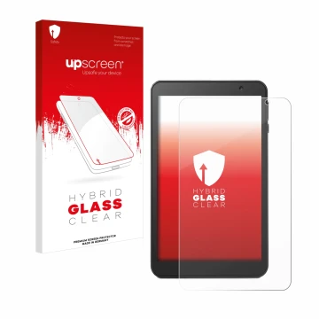 Parte frontal de un envase de producto con el logotipo de la marca upscreen. Al lado se muestra el dispositivo Vankyo MatrixPa