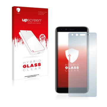 Parte frontal de un envase de producto con el logotipo de la marca upscreen. Al lado se muestra el dispositivo Emporia Smart 3