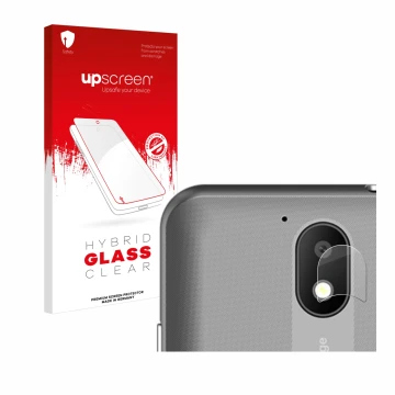 Parte frontal de un envase de producto con el logotipo de la marca upscreen. Al lado se muestra el dispositivo Orange Neva sta