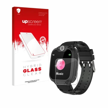 Parte frontal de un envase de producto con el logotipo de la marca upscreen. Al lado se muestra el dispositivo Pthtechus S12 c