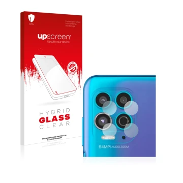 Parte frontal de un envase de producto con el logotipo de la marca upscreen. Al lado se muestra el dispositivo Motorola Moto G
