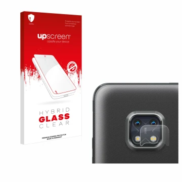 Parte frontal de un envase de producto con el logotipo de la marca upscreen. Al lado se muestra el dispositivo Nokia XR20 (SÓL