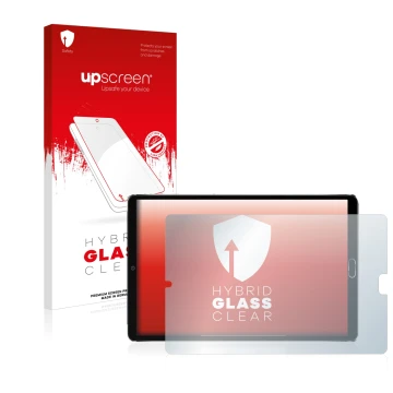 Parte frontal de un envase de producto con el logotipo de la marca upscreen. Al lado se muestra el dispositivo Goodtel G2 con 