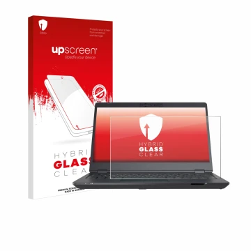 Parte frontal de un envase de producto con el logotipo de la marca upscreen. Al lado se muestra el dispositivo Fujitsu Lifeboo