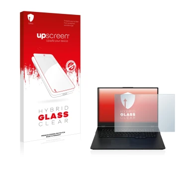 Parte frontal de un envase de producto con el logotipo de la marca upscreen. Al lado se muestra el dispositivo Zenec Z-E2055 c