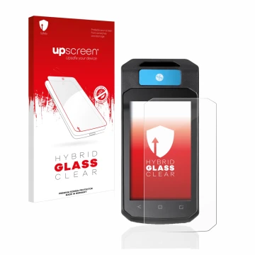 Parte frontal de un envase de producto con el logotipo de la marca upscreen. Al lado se muestra el dispositivo Accu-Chek Insig