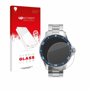 Parte frontal de un envase de producto con el logotipo de la marca upscreen. Al lado se muestra el dispositivo Withings ScanWa