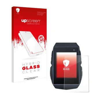 Parte frontal de un envase de producto con el logotipo de la marca upscreen. Al lado se muestra el dispositivo Sigma ROX 11.1 