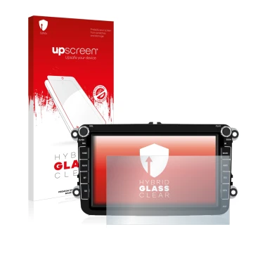 Parte frontal de un envase de producto con el logotipo de la marca upscreen. Al lado se muestra el dispositivo Isudar T72 8