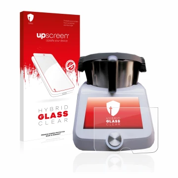 Parte frontal de un envase de producto con el logotipo de la marca upscreen. Al lado se muestra el dispositivo SilverCrest Mon