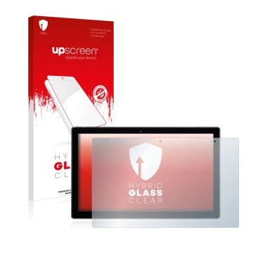 Parte frontal de un envase de producto con el logotipo de la marca upscreen. Al lado se muestra el dispositivo Wortmann Terra 