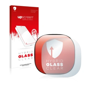 Parte frontal de un envase de producto con el logotipo de la marca upscreen. Al lado se muestra el dispositivo ecobee Smart Th