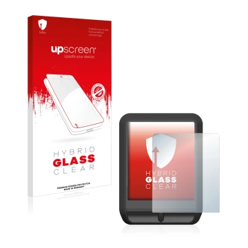Parte frontal de un envase de producto con el logotipo de la marca upscreen. Al lado se muestra el dispositivo Mahle Pulsar On