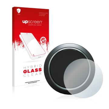 Parte frontal de un envase de producto con el logotipo de la marca upscreen. Al lado se muestra el dispositivo OOONO CO-Driver