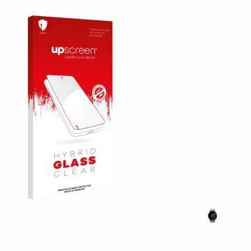 Parte frontal de un envase de producto con el logotipo de la marca upscreen. Al lado se muestra el dispositivo Samsung Galaxy 