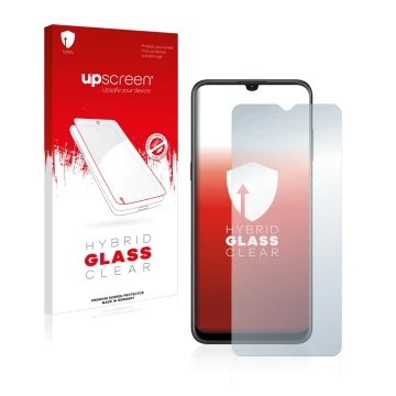 Parte frontal de un envase de producto con el logotipo de la marca upscreen. Al lado se muestra el dispositivo Nokia G11 Plus 