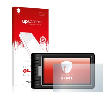Parte frontal de un envase de producto con el logotipo de la marca upscreen. Al lado se muestra el dispositivo Topdon ArtiDiag