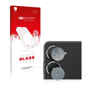 Parte frontal de un envase de producto con el logotipo de la marca upscreen. Al lado se muestra el dispositivo ASUS ZenFone 9 
