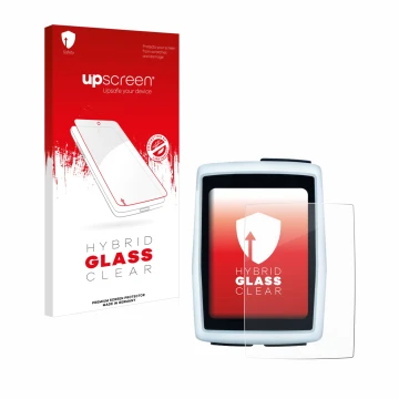 Parte frontal de un envase de producto con el logotipo de la marca upscreen. Al lado se muestra el dispositivo Sigma BC 12.0 W