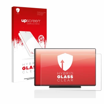 Parte frontal de un envase de producto con el logotipo de la marca upscreen. Al lado se muestra el dispositivo Carpuride W901 