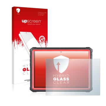 Parte frontal de un envase de producto con el logotipo de la marca upscreen. Al lado se muestra el dispositivo Launch X-431 PR