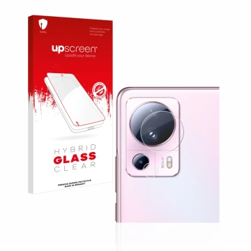 Parte frontal de un envase de producto con el logotipo de la marca upscreen. Al lado se muestra el dispositivo Xiaomi 13 Lite 