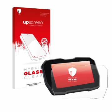 Parte frontal de un envase de producto con el logotipo de la marca upscreen. Al lado se muestra el dispositivo Ducati Multistr