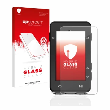 Parte frontal de un envase de producto con el logotipo de la marca upscreen. Al lado se muestra el dispositivo iGPSPORT iGS630