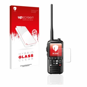 Parte frontal de un envase de producto con el logotipo de la marca upscreen. Al lado se muestra el dispositivo Standard Horizo