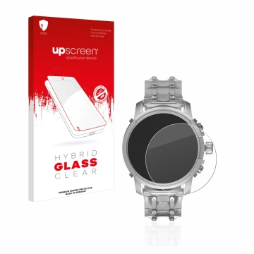 Parte frontal de un envase de producto con el logotipo de la marca upscreen. Al lado se muestra el dispositivo Diesel Griffed 