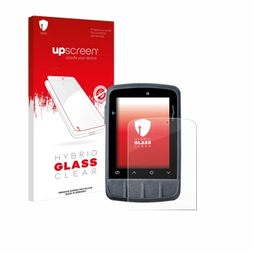 Parte frontal de un envase de producto con el logotipo de la marca upscreen. Al lado se muestra el dispositivo Giant Dash M200