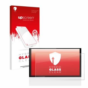 Parte frontal de un envase de producto con el logotipo de la marca upscreen. Al lado se muestra el dispositivo Kenwood DMX 772