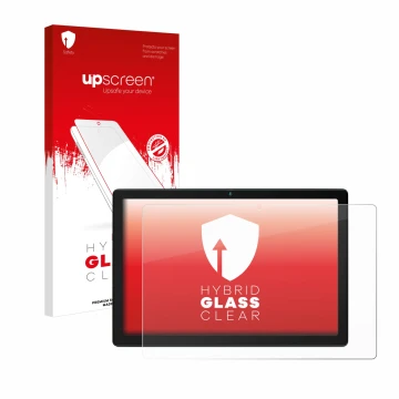 Parte frontal de un envase de producto con el logotipo de la marca upscreen. Al lado se muestra el dispositivo HotLight HLT100