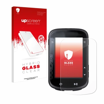 Parte frontal de un envase de producto con el logotipo de la marca upscreen. Al lado se muestra el dispositivo igpsport BSC200