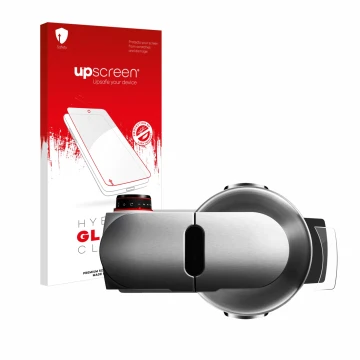 Parte frontal de un envase de producto con el logotipo de la marca upscreen. Al lado se muestra el dispositivo Bosch MUM Serie